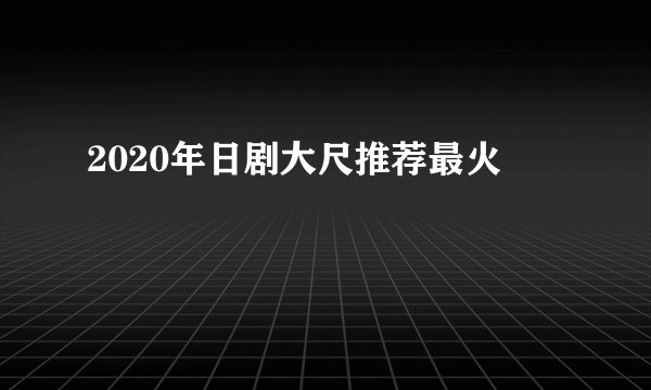 2020年日剧大尺推荐最火