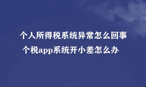 个人所得税系统异常怎么回事 个税app系统开小差怎么办