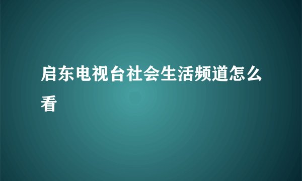 启东电视台社会生活频道怎么看