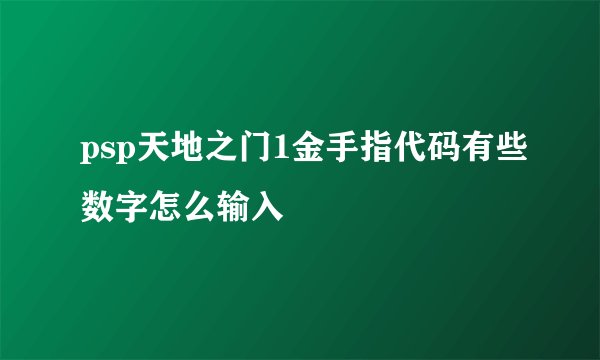 psp天地之门1金手指代码有些数字怎么输入