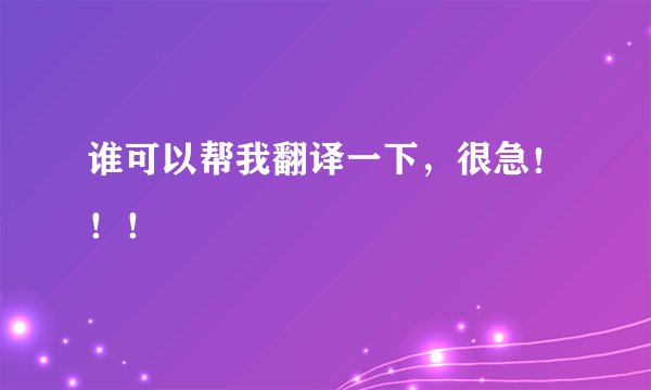 谁可以帮我翻译一下，很急！！！