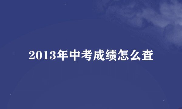 2013年中考成绩怎么查