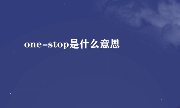 one-stop是什么意思