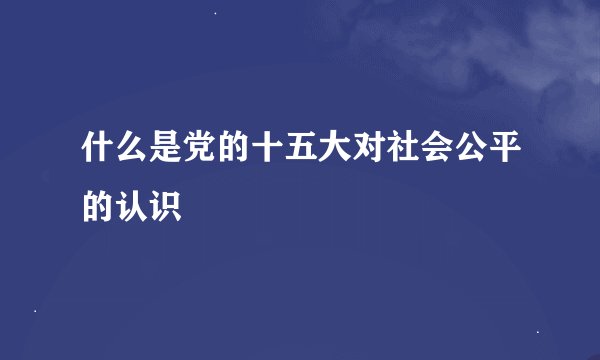 什么是党的十五大对社会公平的认识