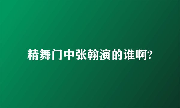 精舞门中张翰演的谁啊?