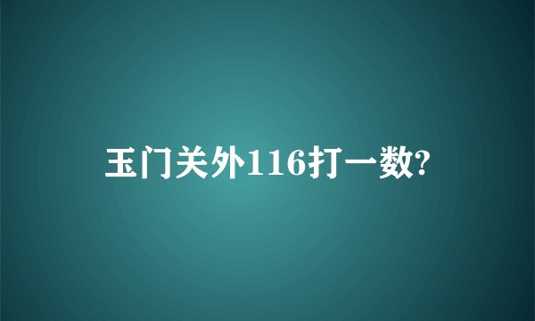 玉门关外116打一数?