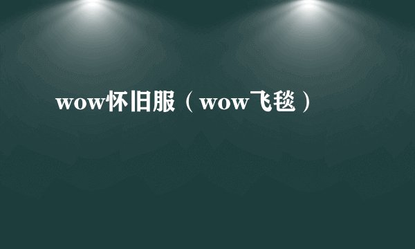 wow怀旧服（wow飞毯）
