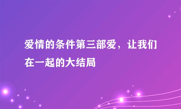 爱情的条件第三部爱，让我们在一起的大结局