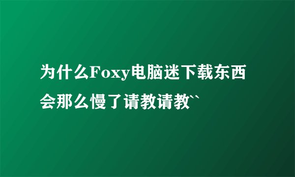 为什么Foxy电脑迷下载东西会那么慢了请教请教``