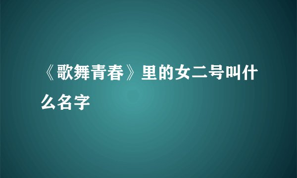 《歌舞青春》里的女二号叫什么名字