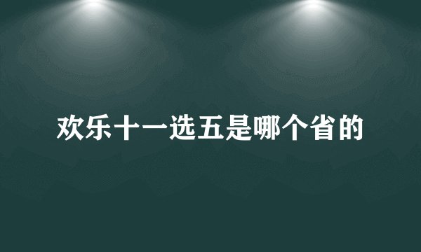 欢乐十一选五是哪个省的
