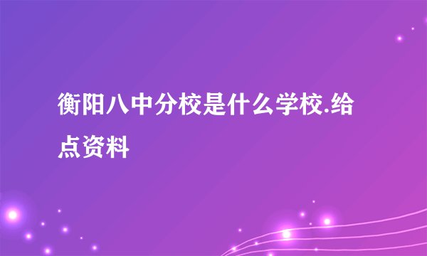 衡阳八中分校是什么学校.给点资料