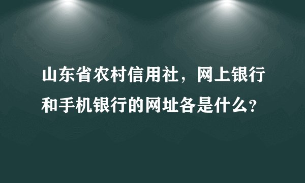 山东省农村信用社，网上银行和手机银行的网址各是什么？
