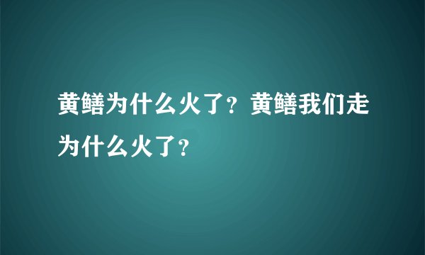 黄鳝为什么火了？黄鳝我们走为什么火了？