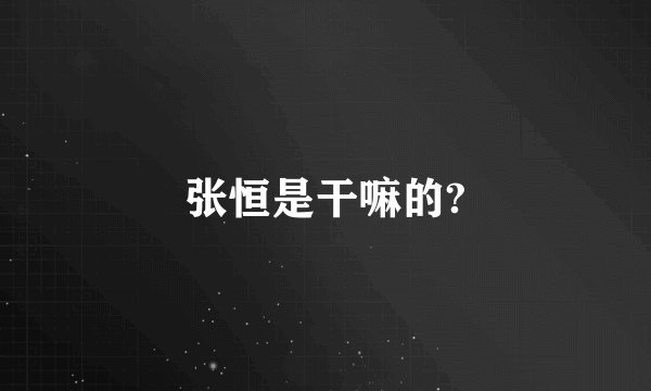 张恒是干嘛的?