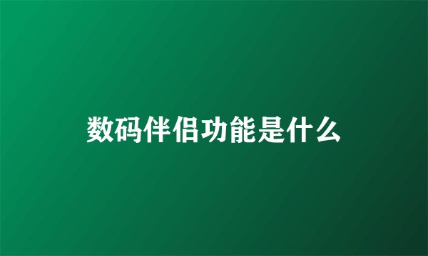 数码伴侣功能是什么