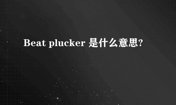 Beat plucker 是什么意思?