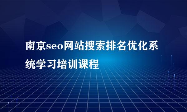 南京seo网站搜索排名优化系统学习培训课程