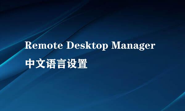 Remote Desktop Manager中文语言设置