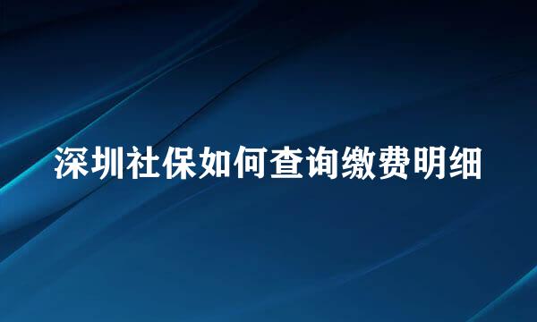 深圳社保如何查询缴费明细