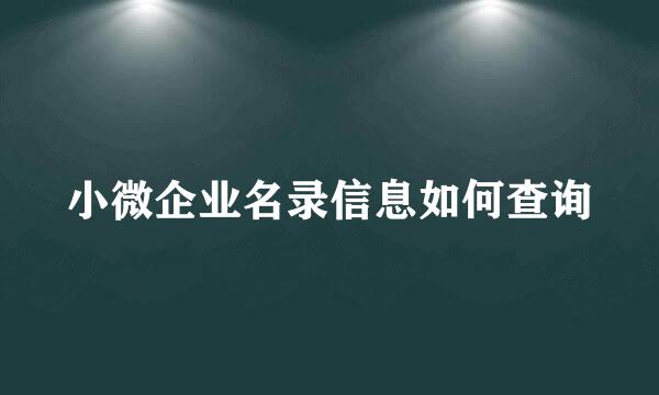 小微企业名录信息如何查询