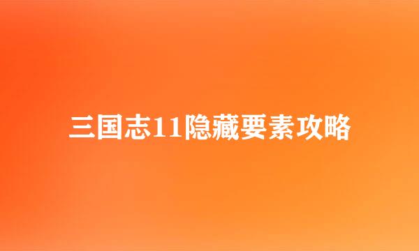 三国志11隐藏要素攻略