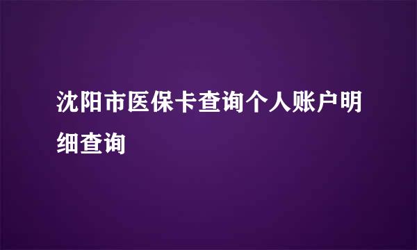 沈阳市医保卡查询个人账户明细查询