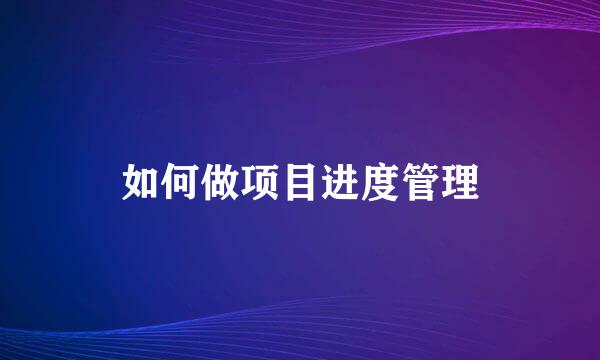 如何做项目进度管理
