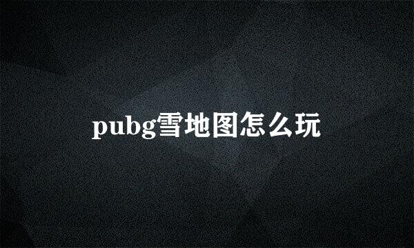 pubg雪地图怎么玩
