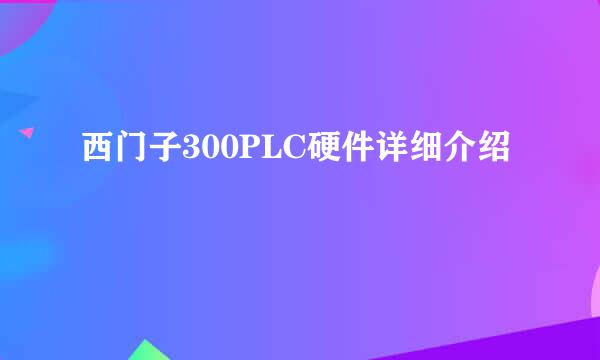 西门子300PLC硬件详细介绍
