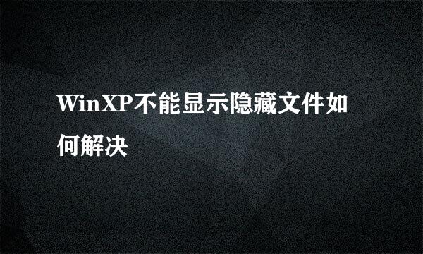 WinXP不能显示隐藏文件如何解决