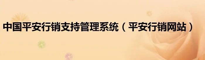 中国平安行销支持管理系统（平安行销网站）