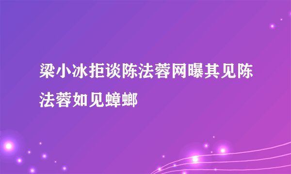 梁小冰拒谈陈法蓉网曝其见陈法蓉如见蟑螂