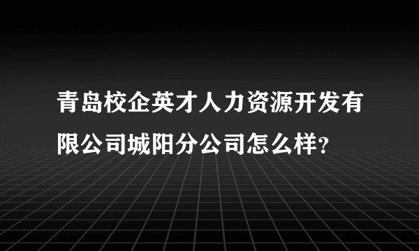 青岛校企英才人力资源开发有限公司城阳分公司怎么样？