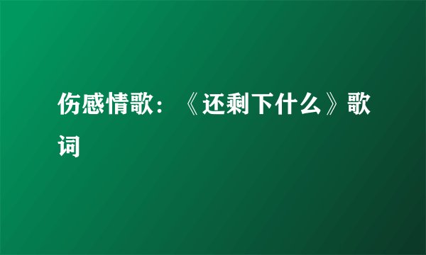 伤感情歌：《还剩下什么》歌词