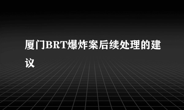厦门BRT爆炸案后续处理的建议