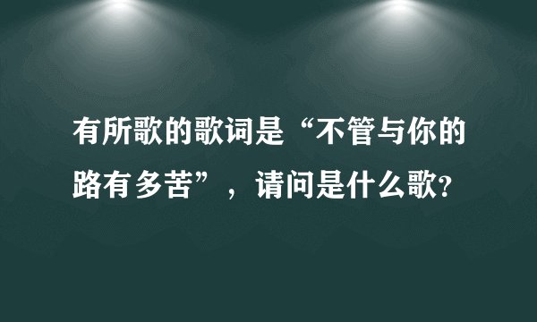 有所歌的歌词是“不管与你的路有多苦”，请问是什么歌？