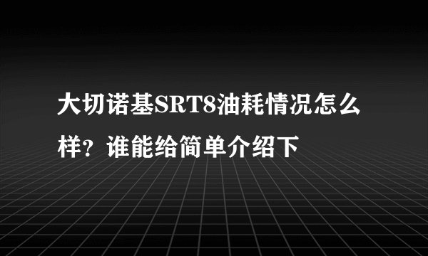 大切诺基SRT8油耗情况怎么样？谁能给简单介绍下
