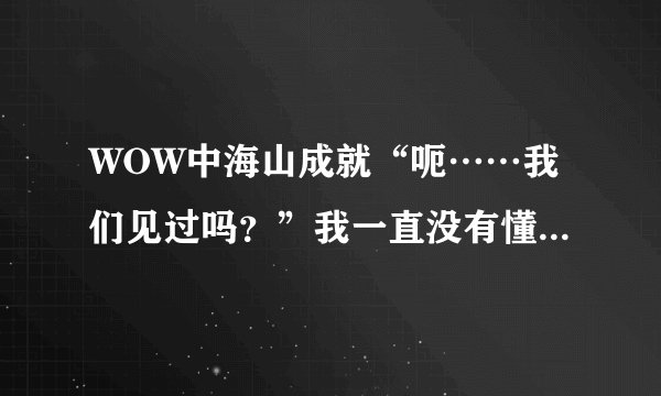 WOW中海山成就“呃……我们见过吗？”我一直没有懂，这玩意到底怎么做