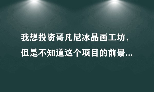 我想投资哥凡尼冰晶画工坊,但是不知道这个项目的前景如何,我该怎么去考察?