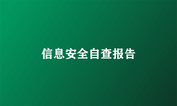 信息安全自查报告