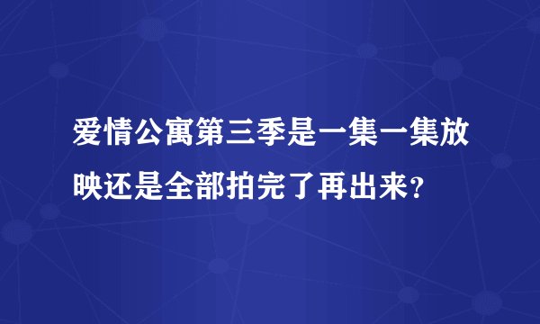 爱情公寓第三季是一集一集放映还是全部拍完了再出来？