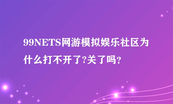 99NETS网游模拟娱乐社区为什么打不开了?关了吗？