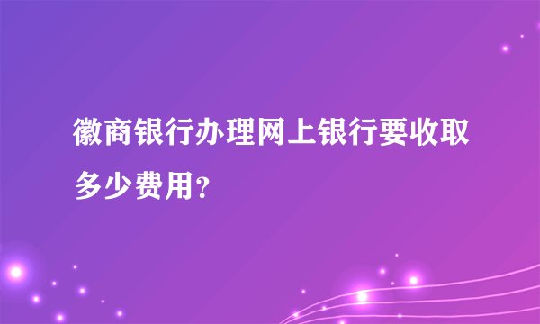 徽商银行办理网上银行要收取多少费用？