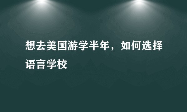 想去美国游学半年,如何选择语言学校