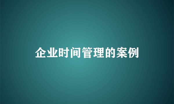 企业时间管理的案例