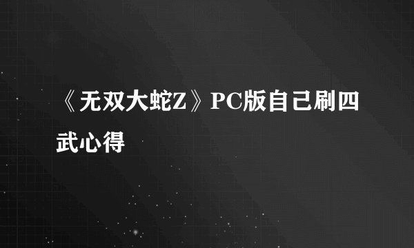 《无双大蛇Z》PC版自己刷四武心得
