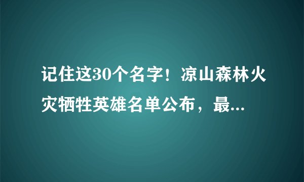 记住这30个名字!凉山森林火灾牺牲英雄名单公布,最小只有18岁……