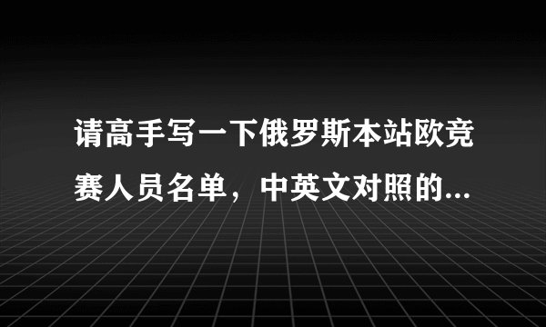 请高手写一下俄罗斯本站欧竞赛人员名单,中英文对照的名字和位置