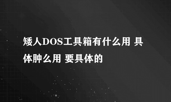 矮人DOS工具箱有什么用 具体肿么用 要具体的